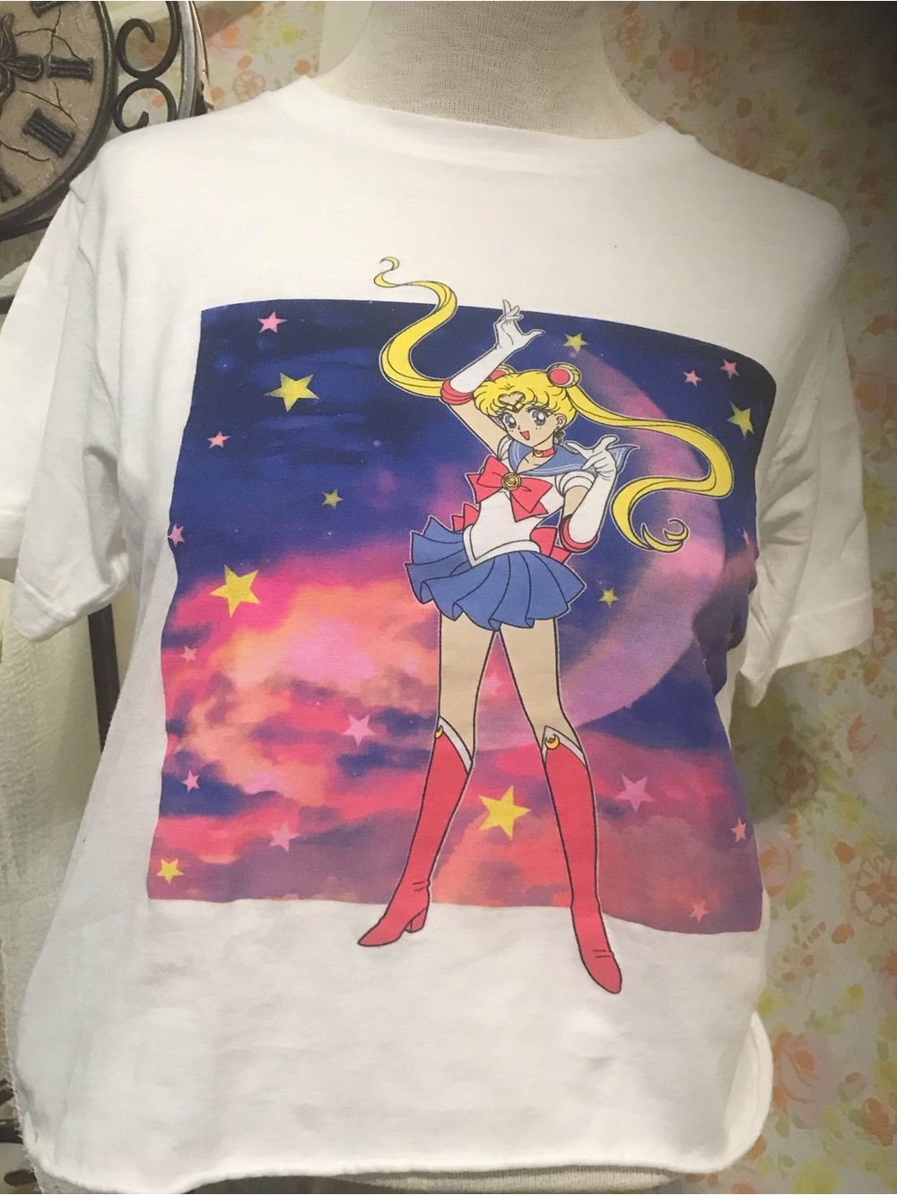 White Sailor Girl Graphic Short Sleeve Tee